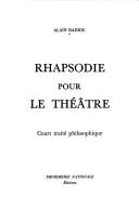 Front cover of Rhapsodie pour le théâtre by Alain Badiou
