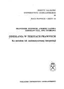 Front cover of Odesłania w tekstach prawnych by Franciszek Studnicki