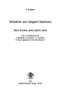 Front cover of Initiation aux langues bantoues by F. Rodegem