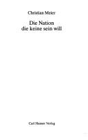 Front cover of Die Nation die keine sein will by Christian Meier