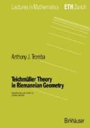 Front cover of Teichmüller theory in Riemannian geometry by Anthony Tromba