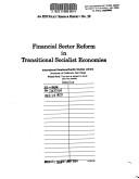Front cover of Financial sector reform in transitional socialist economies by Alan Roe
