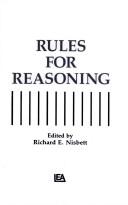 Cover of Rules for reasoning by Richard E. Nisbett