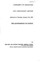 Front cover of The quintessence of justice by T. Akinola Aguda