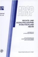 Front cover of Rechts- und Sozialphilosophie in Deutschland heute by Robert Alexy
