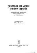 Front cover of Reichthum und Armut deutscher Sprache by Walther Dieckmann