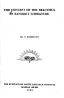 Front cover of The concept of the beautiful in Sanskrit literature by V. Raghavan
