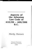 Cover of Aspects of the Athenian law code of 410/09-400/399 B.C by Hardy Hansen
