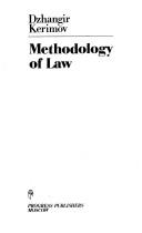 Front cover of Methodology of law by Dzhangir Ali-Abbasovich Kerimov