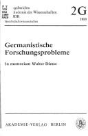 Cover of Germanistische Forschungsprobleme by Walter Dietze