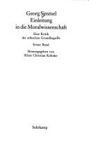 Cover of Einleitung in die Moralwissenschaft by Georg Simmel
