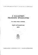 Front cover of Z zagadnień filozofii społecznej by Bolesław Waligóra