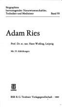 Cover of Adam Ries by Hans Wussing