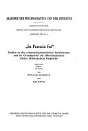 Front cover of "In Francia fui" by Wolfgang Haubrichs