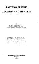 Front cover of Partition of India by H. M. Seervai