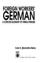 Front cover of Foreign workers' German by Carol Blackshire-Belay
