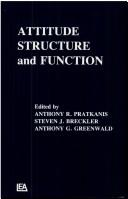 Cover of Attitude Structure and Function by Anthony R. Pratkanis