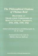 Front cover of Philosophical orations of Thomas Reid by Thomas Reid