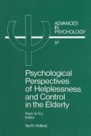 Cover of Psychological perspectives of helplessness andcontrol in the elderly by Prem S. Fry