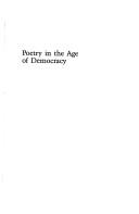 Front cover of Poetry in the age of democracy by Mary W. Schneider
