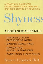 Front cover of Shyness by Bernardo J Carducci