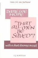 Front cover of Dare we hope by Hans Urs von Balthasar