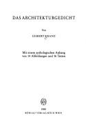 Cover of Das Architekturgedicht by Gisbert Kranz