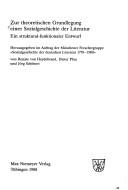 Front cover of Zur theoretischen Grundlegung einer Sozialgeschichte der Literatur by Renate von Heydebrand