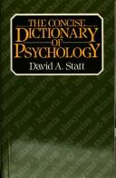 Cover of The concise dictionary of psychology by David A. Statt