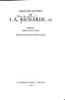Front cover of Selected letters of I.A. Richards, CH by I. A. Richards