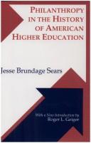 Cover of Philanthropy in the history of American higher education by Jesse Brundage Sears