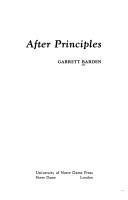 Cover of After principles by Garret Barden
