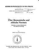 Cover of Über ökonomische und ethische Normen by Horst Claus Recktenwald