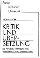 Cover of Kritik und Übersetzung by Thomas Dörr