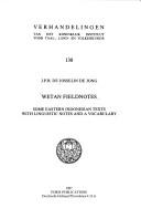Cover of Wetan fieldnotes by J. P. B. de Josselin de Jong