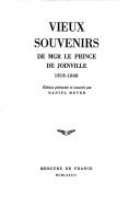 Cover of Vieux souvenirs de Mgr le prince de Joinville, 1818-1848 by Prince de Joinville