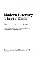 Cover of Modern literary theory, a comparative introduction by Ann Jefferson