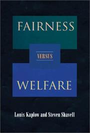 Cover of Fairness versus welfare by Louis Kaplow