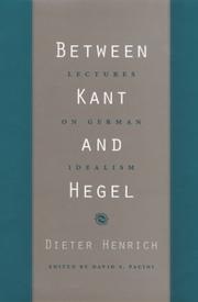 Front cover of Between Kant and Hegel by Dieter Henrich