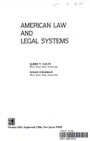 Front cover of American law and legal systems by James V. Calvi
