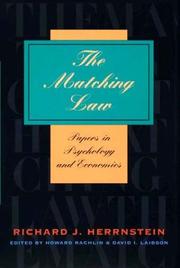 Front cover of The matching law by Richard J. Herrnstein