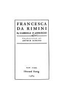 Cover of Francesca da Rimini by Gabriele D'Annunzio