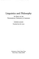 Front cover of Linguistics and philosophy by Étienne Gilson