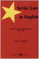 Cover of Soviet law in English by Igor I. Kavass
