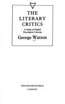 Front cover of The literary critics by Watson, George