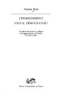 Front cover of L' enseignement s'est-il démocratisé? by Antoine Prost
