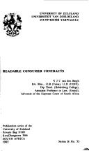 Cover of Readable consumer contracts by N. J. C. Van den Bergh