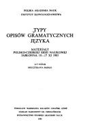 Front cover of Typy opisów gramatycznych języka by Mieczysław Basaj