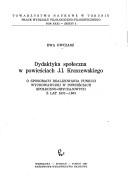 Front cover of Dydaktyka społeczna w powieściach J.I. Kraszewskiego by Ewa Owczarz