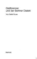 Front cover of Glassbrenner und der Berliner Dialekt by Detlef Kruse